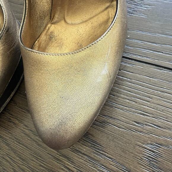 GUCCI ITALY Gunmetal Copper Gold platform shimmer classic pumps 6B Serial 171372 - Picture 9 of 11